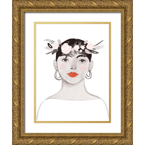 Blossom Crown III Gold Ornate Wood Framed Art Print with Double Matting by Borges, Victoria