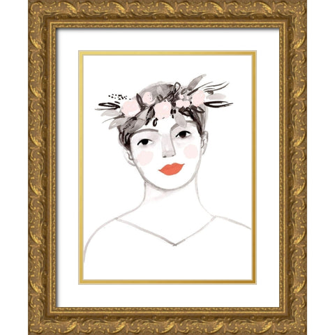 Blossom Crown IV Gold Ornate Wood Framed Art Print with Double Matting by Borges, Victoria