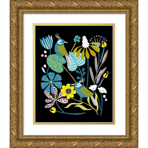 Pleasure Garden I Gold Ornate Wood Framed Art Print with Double Matting by Wang, Melissa