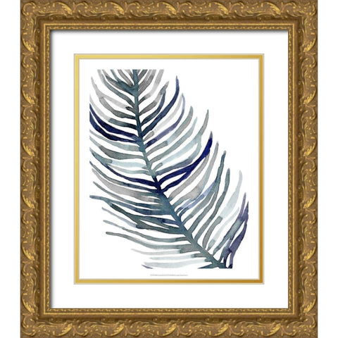 Blue Feathered Palm I Gold Ornate Wood Framed Art Print with Double Matting by Scarvey, Emma