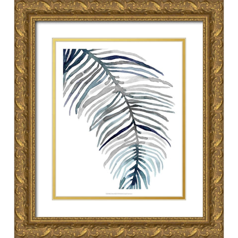 Blue Feathered Palm II Gold Ornate Wood Framed Art Print with Double Matting by Scarvey, Emma