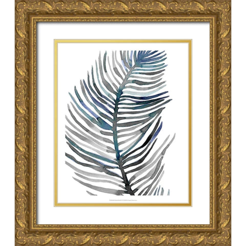 Blue Feathered Palm III Gold Ornate Wood Framed Art Print with Double Matting by Scarvey, Emma