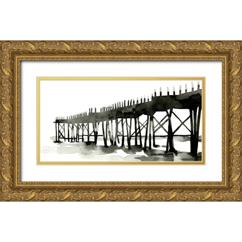 Serene Pier II Gold Ornate Wood Framed Art Print with Double Matting by Scarvey, Emma