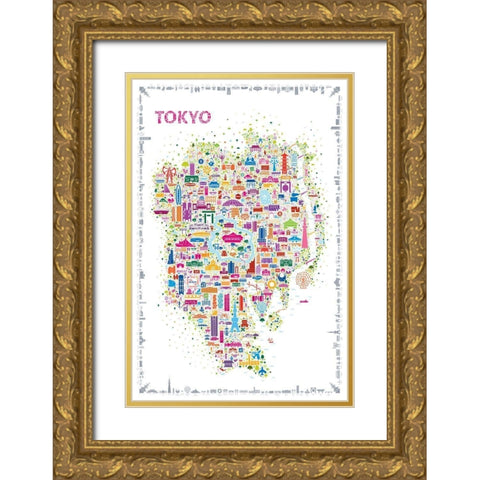Iconic Cities-Tokyo Gold Ornate Wood Framed Art Print with Double Matting by Esquer, Rafael
