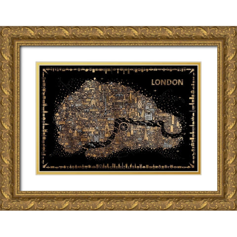 Glam Iconic Cities-London Gold Ornate Wood Framed Art Print with Double Matting by Esquer, Rafael