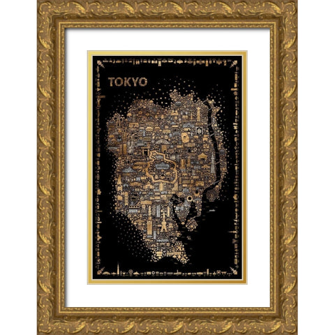 Glam Iconic Cities-Tokyo Gold Ornate Wood Framed Art Print with Double Matting by Esquer, Rafael