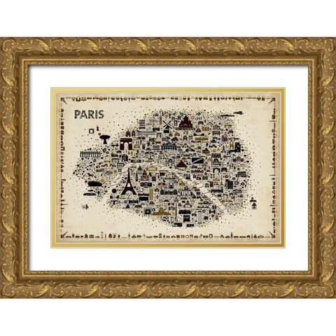 Antique Iconic Cities-Paris Gold Ornate Wood Framed Art Print with Double Matting by Esquer, Rafael
