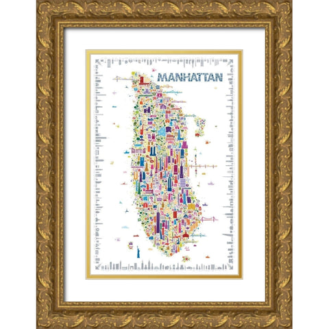 New York Collection-Manhattan Gold Ornate Wood Framed Art Print with Double Matting by Esquer, Rafael