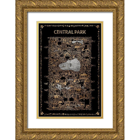 Glam New York Collection-Central Park Gold Ornate Wood Framed Art Print with Double Matting by Esquer, Rafael
