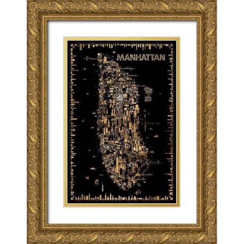 Glam New York Collection-Manhattan Gold Ornate Wood Framed Art Print with Double Matting by Esquer, Rafael