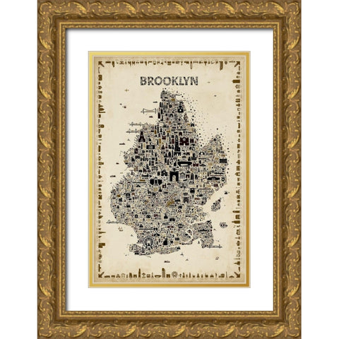 Antique New York Collection-Brooklyn Gold Ornate Wood Framed Art Print with Double Matting by Esquer, Rafael