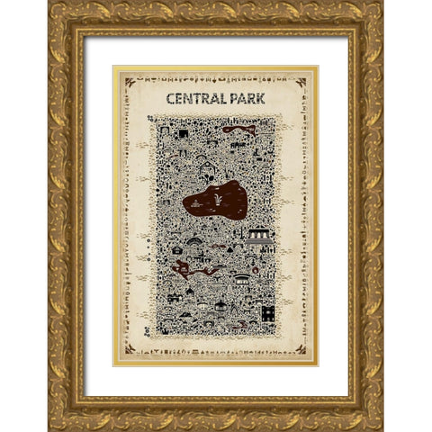 Antique New York Collection-Central Park Gold Ornate Wood Framed Art Print with Double Matting by Esquer, Rafael