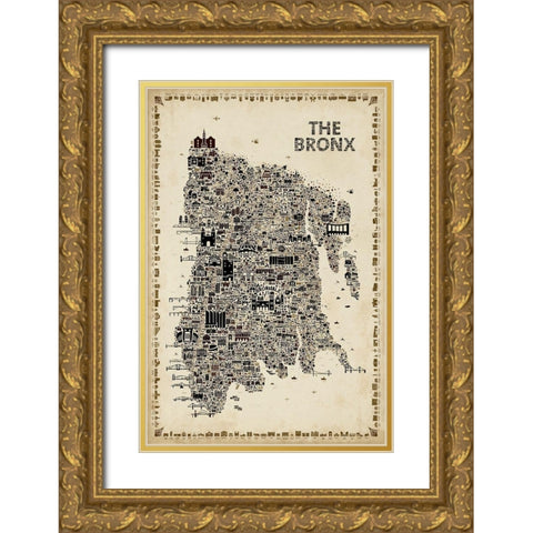 Antique New York Collection-Bronx Gold Ornate Wood Framed Art Print with Double Matting by Esquer, Rafael