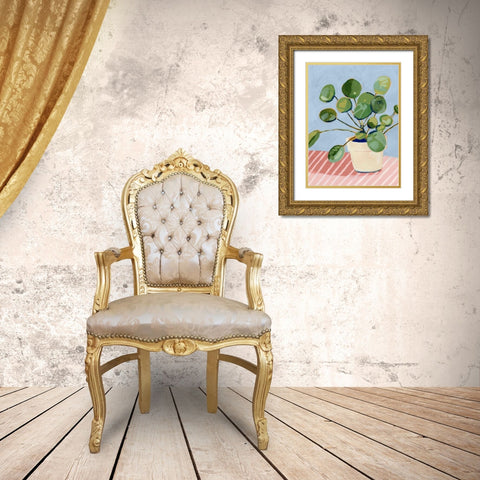 Plant on Pink I Gold Ornate Wood Framed Art Print with Double Matting by Borges, Victoria
