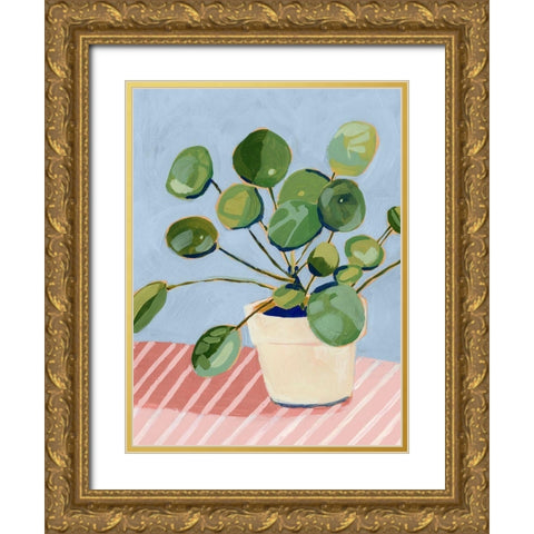 Plant on Pink I Gold Ornate Wood Framed Art Print with Double Matting by Borges, Victoria