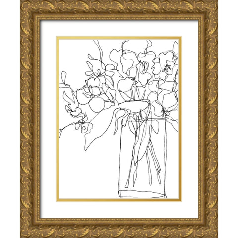 Contour Bouquet II Gold Ornate Wood Framed Art Print with Double Matting by Vess, June Erica