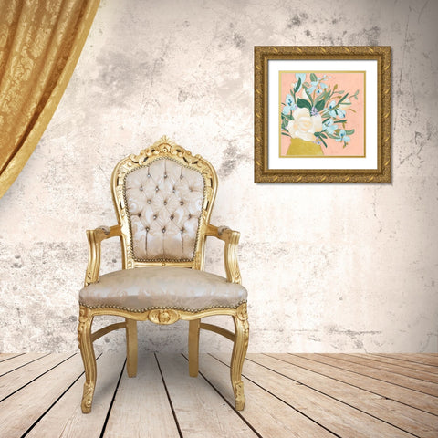 Floral Allure I Gold Ornate Wood Framed Art Print with Double Matting by Vess, June Erica