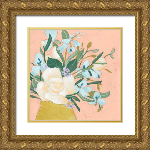 Floral Allure I Gold Ornate Wood Framed Art Print with Double Matting by Vess, June Erica