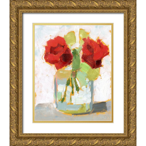 Cut Roses II Gold Ornate Wood Framed Art Print with Double Matting by Harper, Ethan