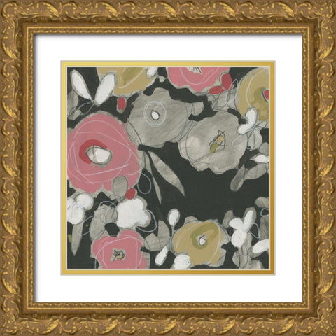 Impulse Floral II Gold Ornate Wood Framed Art Print with Double Matting by Vess, June Erica
