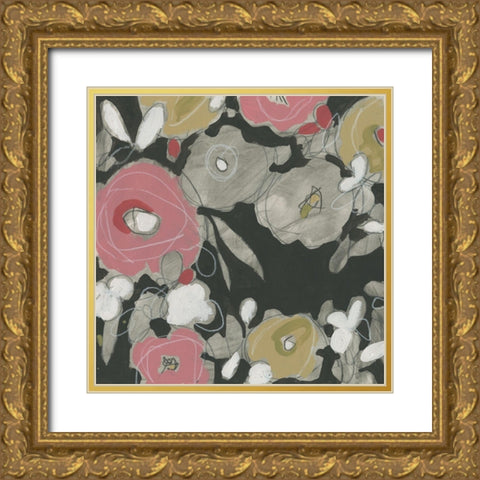 Impulse Floral II Gold Ornate Wood Framed Art Print with Double Matting by Vess, June Erica