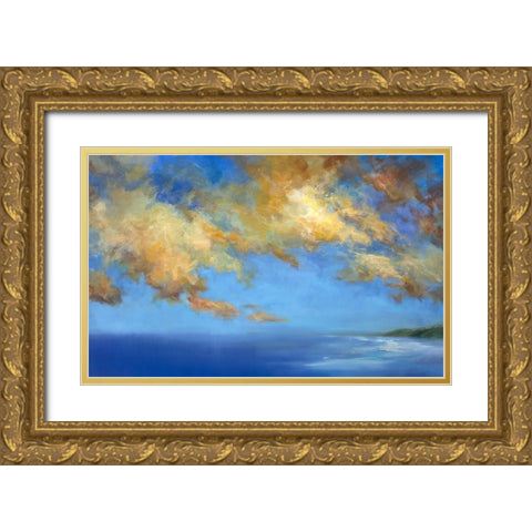 Golden Cloudscape Gold Ornate Wood Framed Art Print with Double Matting by Finch, Sheila