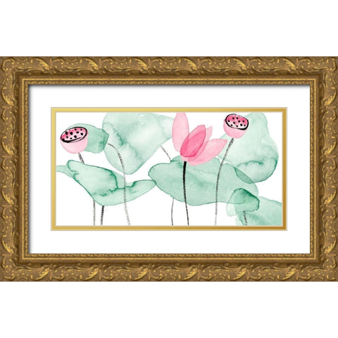 Lotus in Nature II Gold Ornate Wood Framed Art Print with Double Matting by Wang, Melissa