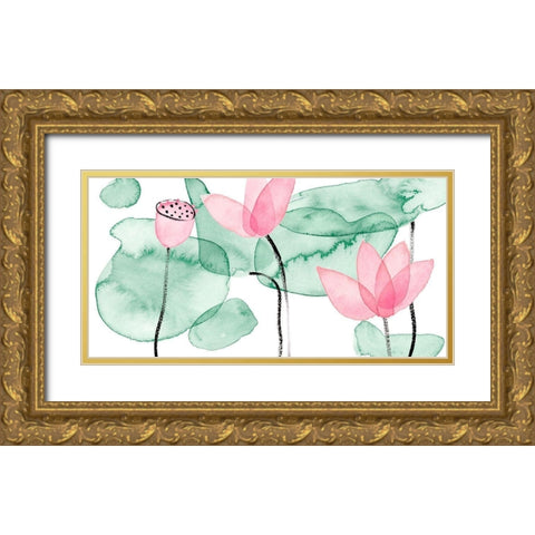 Lotus in Nature III Gold Ornate Wood Framed Art Print with Double Matting by Wang, Melissa