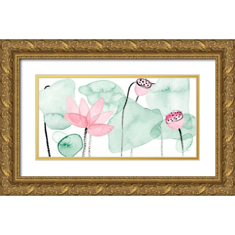 Lotus in Nature IV Gold Ornate Wood Framed Art Print with Double Matting by Wang, Melissa