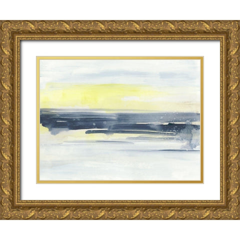 Citron Sea Horizon I Gold Ornate Wood Framed Art Print with Double Matting by Vess, June Erica
