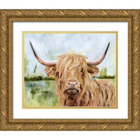 3-UP Highland Grazer I Gold Ornate Wood Framed Art Print with Double Matting by Borges, Victoria