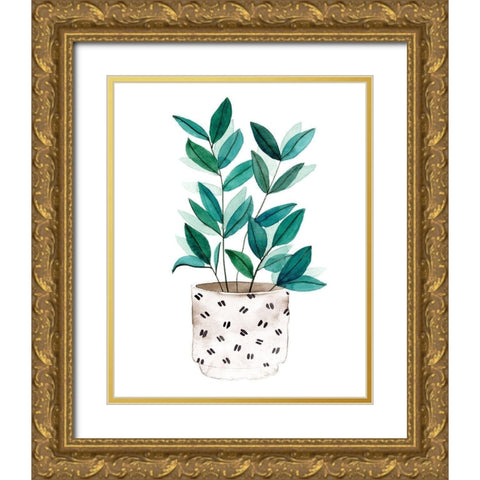 Plant in a Pot I Gold Ornate Wood Framed Art Print with Double Matting by Wang, Melissa