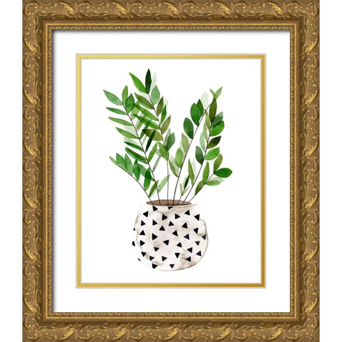 Plant in a Pot III Gold Ornate Wood Framed Art Print with Double Matting by Wang, Melissa