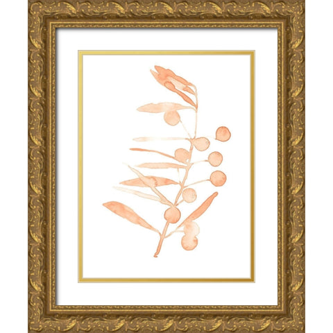 Blush Olive Branch III Gold Ornate Wood Framed Art Print with Double Matting by Scarvey, Emma