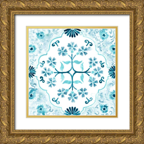Gamla Stan Tile IV Gold Ornate Wood Framed Art Print with Double Matting by Vess, June Erica