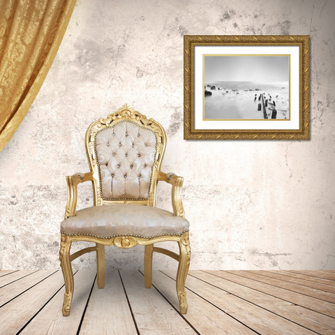 Black and White Water III Gold Ornate Wood Framed Art Print with Double Matting by McLoughlin, James