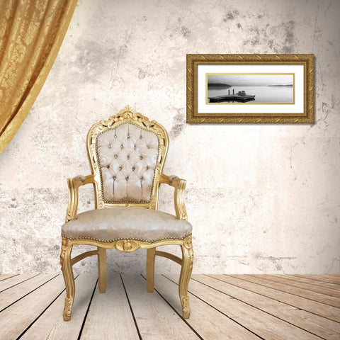 Black and White Water Panel XI Gold Ornate Wood Framed Art Print with Double Matting by McLoughlin, James