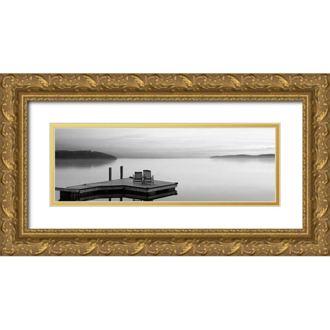 Black and White Water Panel XI Gold Ornate Wood Framed Art Print with Double Matting by McLoughlin, James