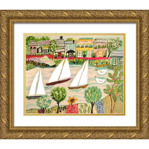 Smooth Sailing I Gold Ornate Wood Framed Art Print with Double Matting by Fields, Karen