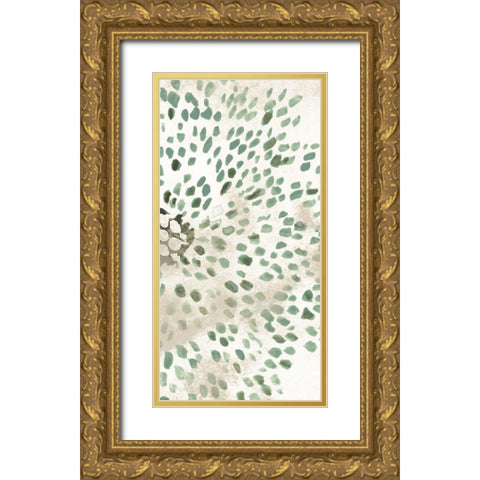 Green Flowerhead II Gold Ornate Wood Framed Art Print with Double Matting by Vess, June Erica