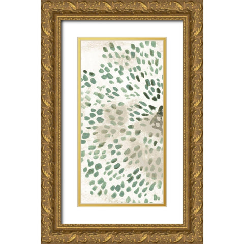 Green Flowerhead III Gold Ornate Wood Framed Art Print with Double Matting by Vess, June Erica