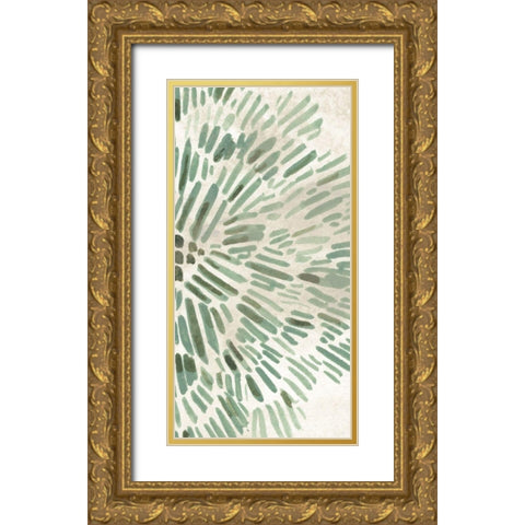 Green Flowerhead IV Gold Ornate Wood Framed Art Print with Double Matting by Vess, June Erica