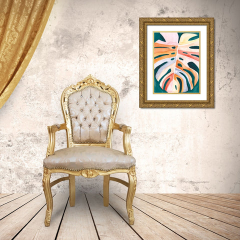 Multicolor Monstera II Gold Ornate Wood Framed Art Print with Double Matting by Parker, Jennifer Paxton
