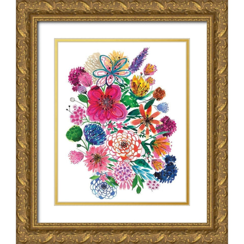 Free Floral I Gold Ornate Wood Framed Art Print with Double Matting by Hernandez, Larisa