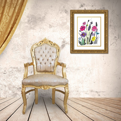Free Floral IV Gold Ornate Wood Framed Art Print with Double Matting by Hernandez, Larisa