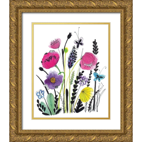 Free Floral IV Gold Ornate Wood Framed Art Print with Double Matting by Hernandez, Larisa