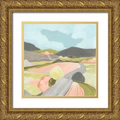 Winding Road II Gold Ornate Wood Framed Art Print with Double Matting by Vess, June Erica
