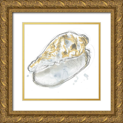 Citron Shell Sketch IV Gold Ornate Wood Framed Art Print with Double Matting by Vess, June Erica