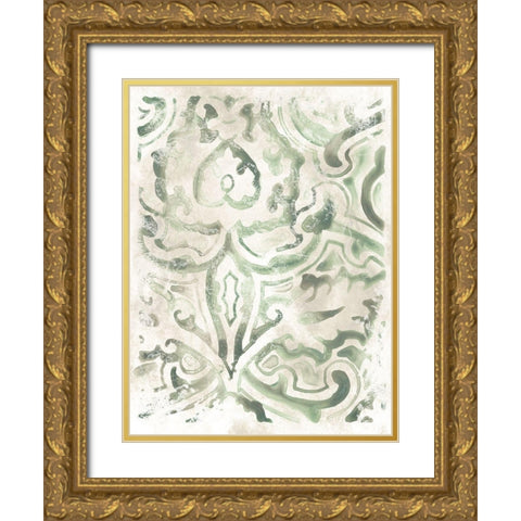 Ancient Tile III Gold Ornate Wood Framed Art Print with Double Matting by Vess, June Erica