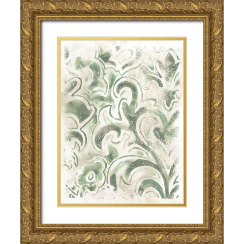 Ancient Tile IV Gold Ornate Wood Framed Art Print with Double Matting by Vess, June Erica